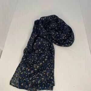 Kate Landry scarf blue background with leopard print Animal print Feminine